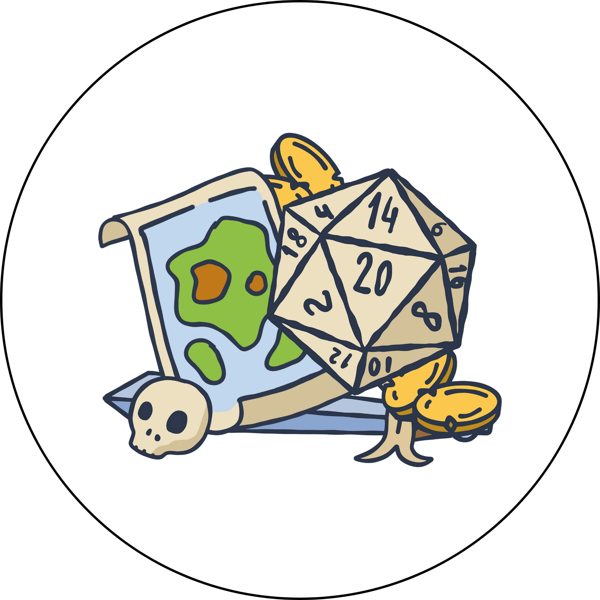 D20 With Treasure Map Magnet